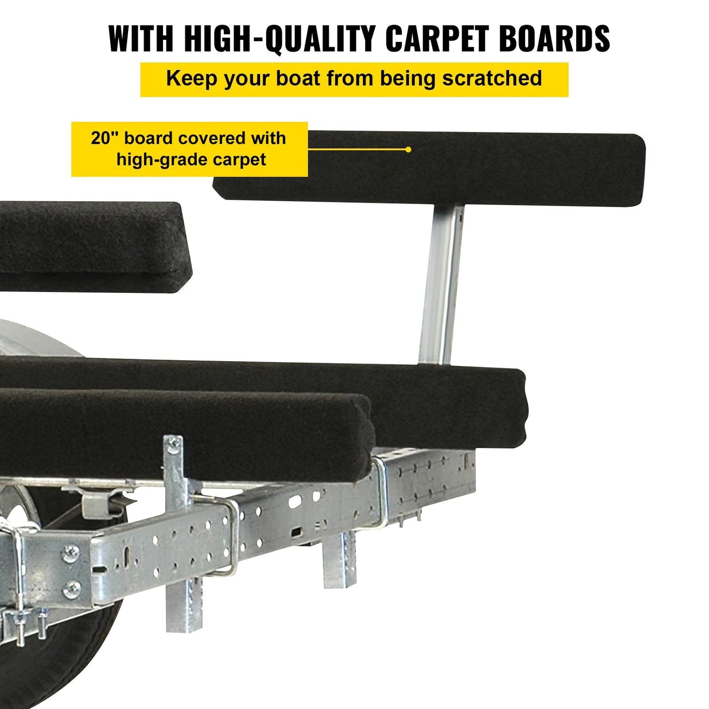 Steel Boat Trailer Guide-Ons with Carpet Padding, Adjustable & Easy Mount, 2 PCS