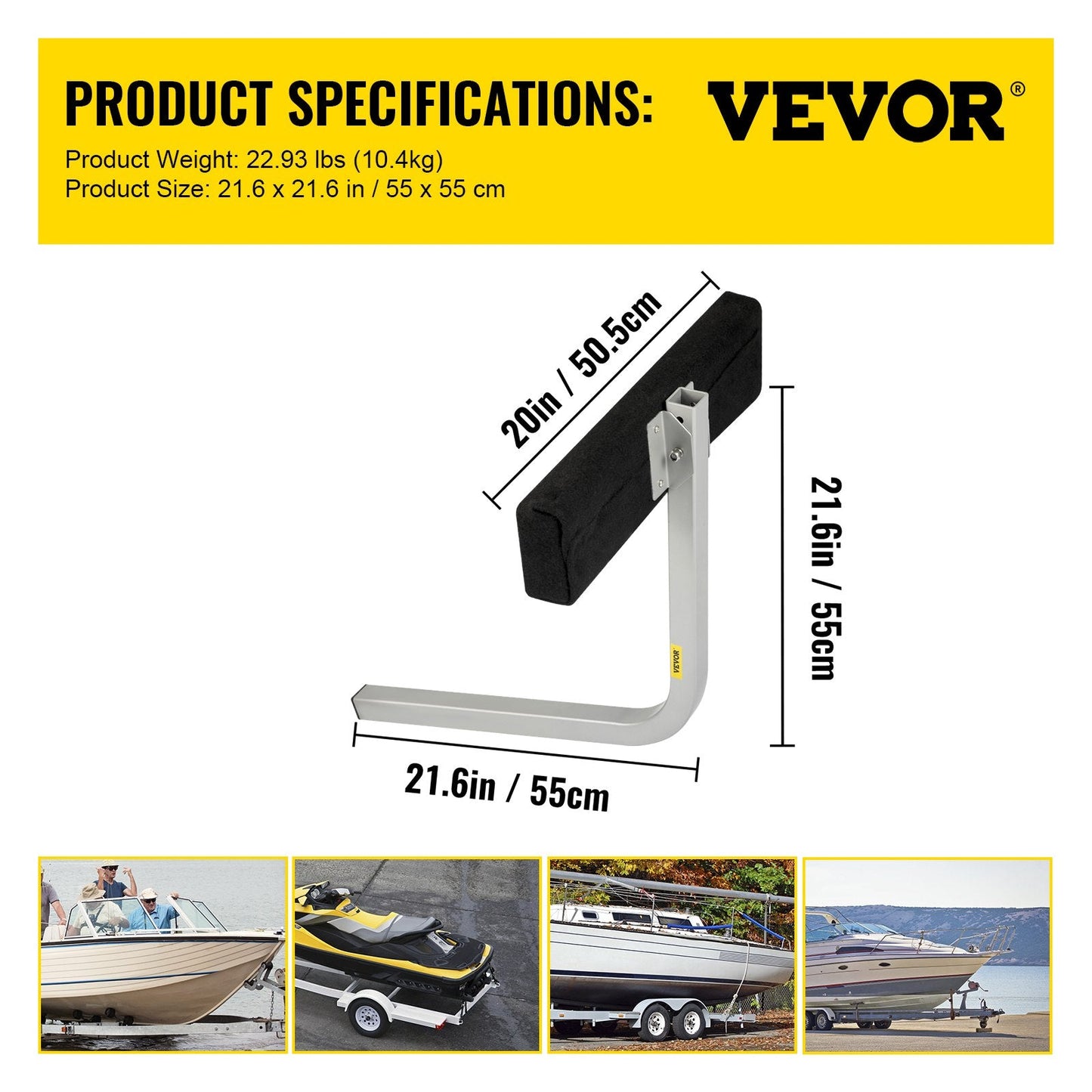 Steel Boat Trailer Guide-Ons with Carpet Padding, Adjustable & Easy Mount, 2 PCS