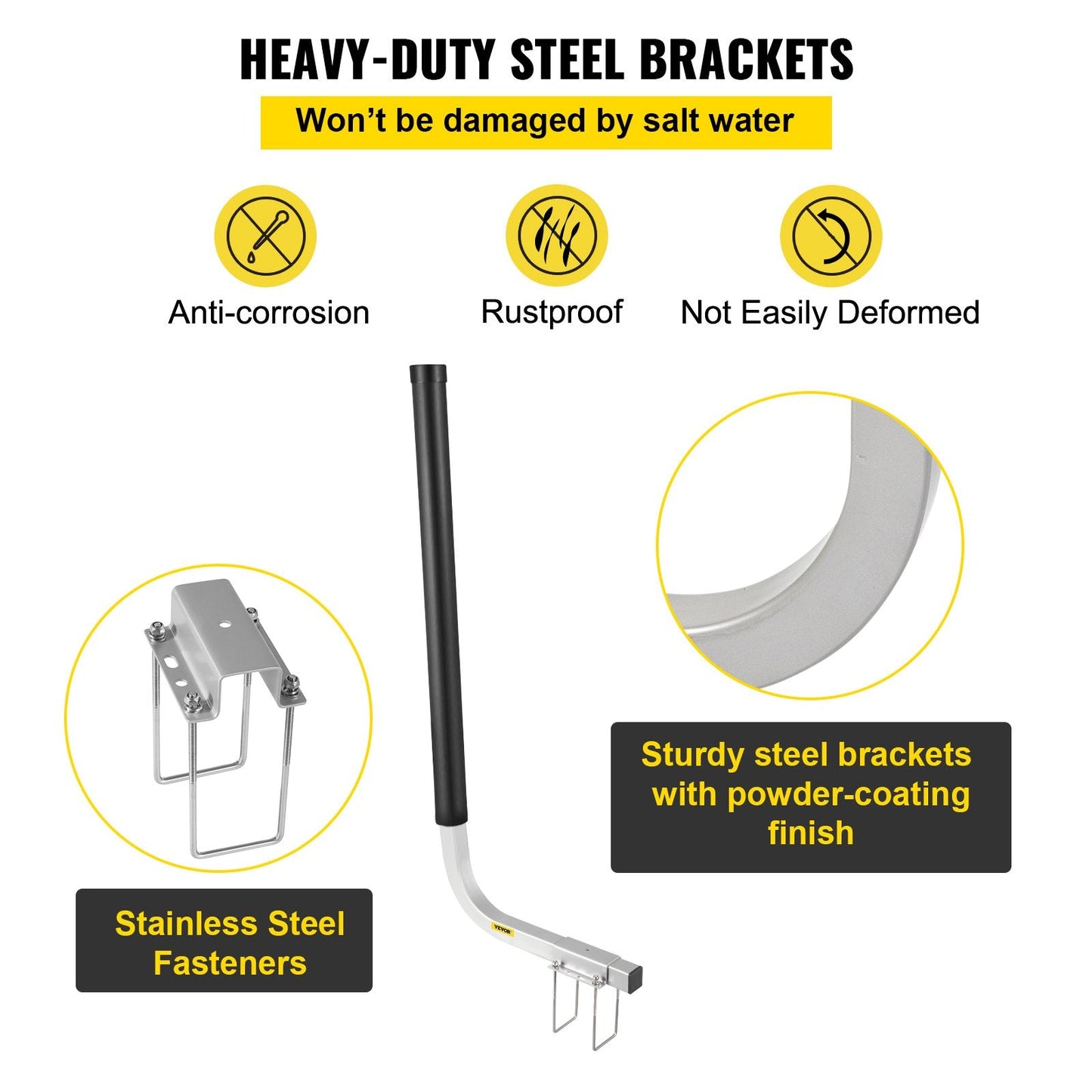 Galvanized Steel Trailer Guides (2PCS), 102 cm, with PVC Covers and Mount Kit
