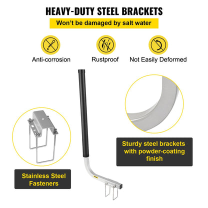 Galvanized Steel Trailer Guides (2PCS), 102 cm, with PVC Covers and Mount Kit