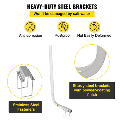 Steel Boat Trailer Guide-ons with PVC Cover, 102 cm, 2PCS, Easy Mounting