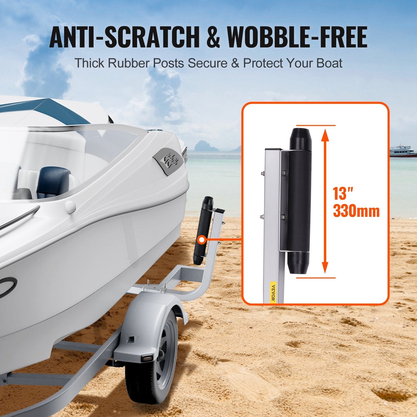 Adjustable 0.52m Boat Trailer Guide Poles, Rustproof Steel, Heavy Duty Design