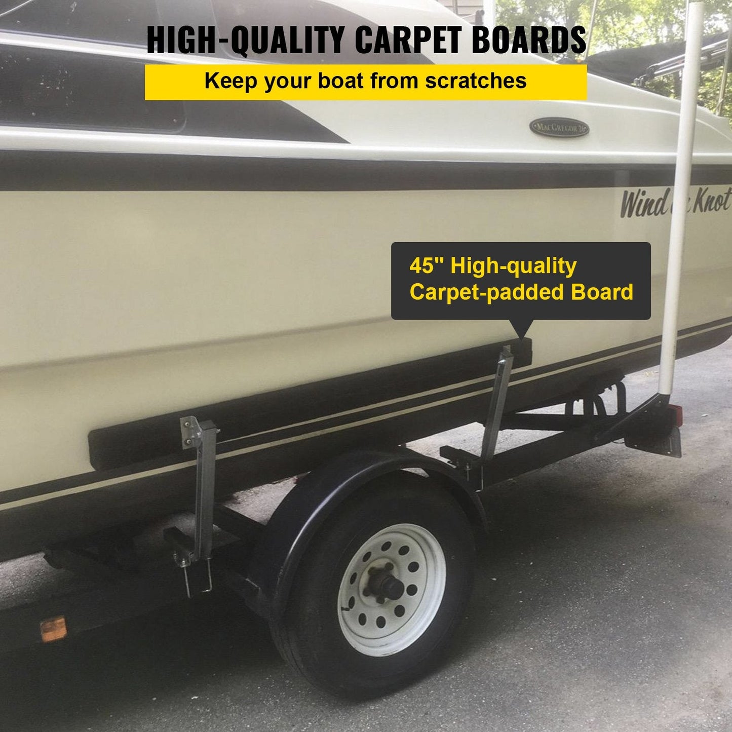 Rustproof Boat Trailer Guides with Carpet-Padded Boards, 1.19 m Length