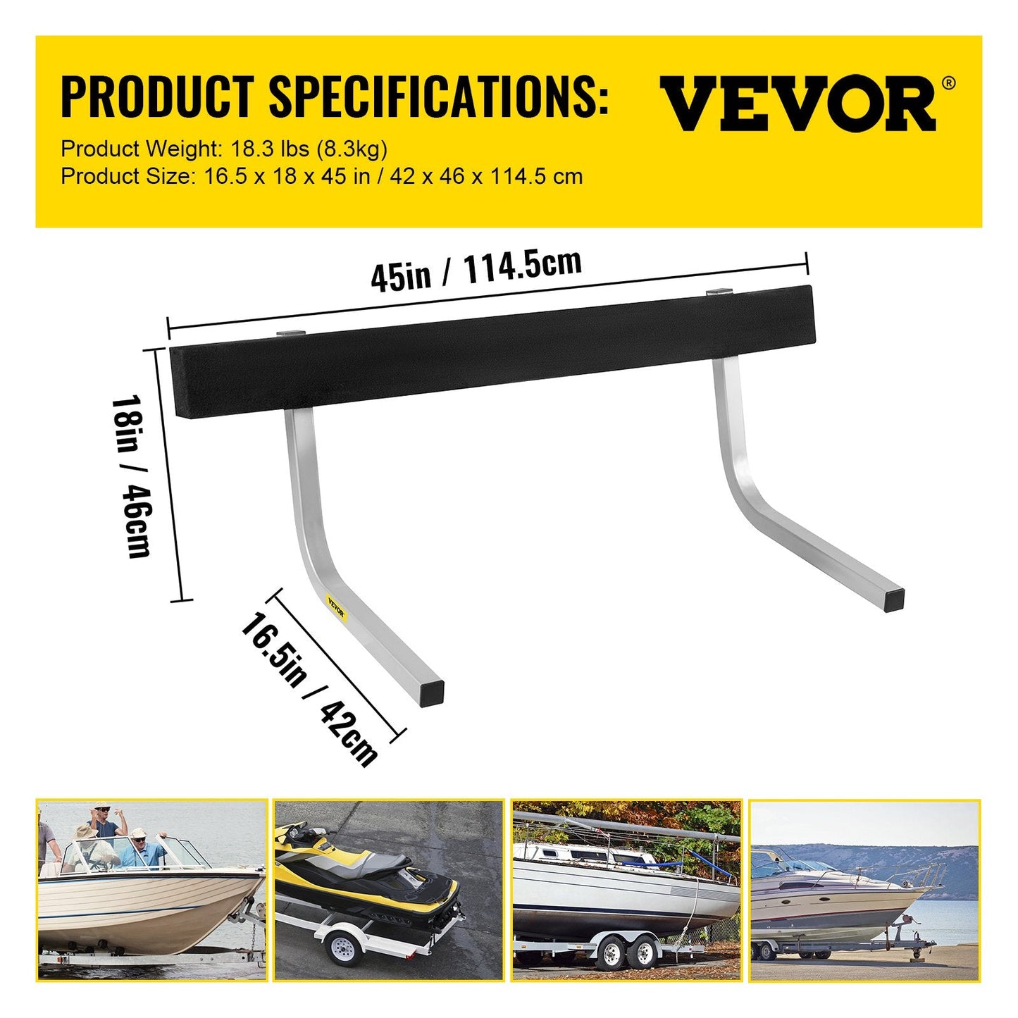 Rustproof Boat Trailer Guides with Carpet-Padded Boards, 1.19 m Length