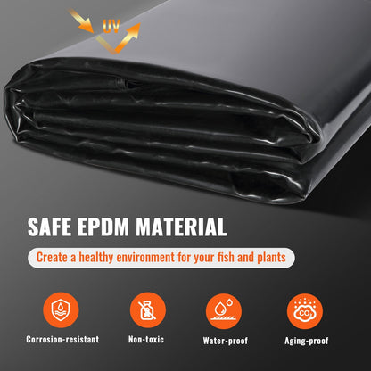 Durable EPDM Pond Liner 6 x 7.6 m for Fish Ponds and Water Features