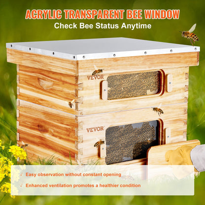 Cedar Wood Beehive Kit with 20 Frames, Wax Coated, for Beginners & Pros