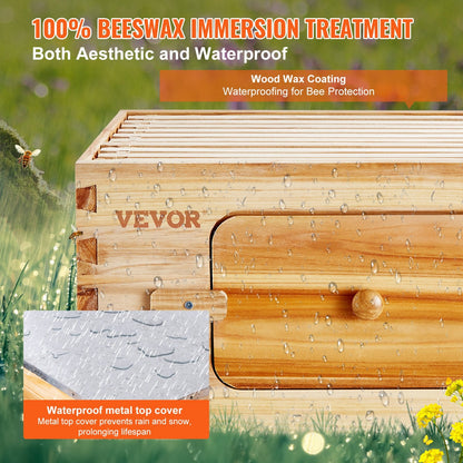 Cedar Wood Beehive Kit with 20 Frames, Wax Coated, for Beginners & Pros