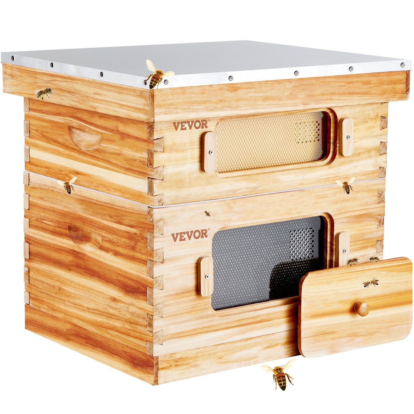 Cedar Wood Beehive Kit with 20 Frames, Wax Coated, for Beginners & Pros