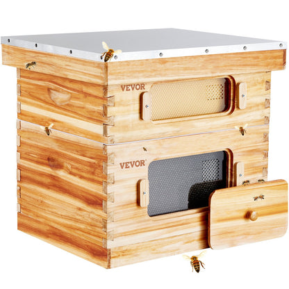 Cedar Wood Beehive Kit with 20 Frames, Wax Coated, for Beginners & Pros