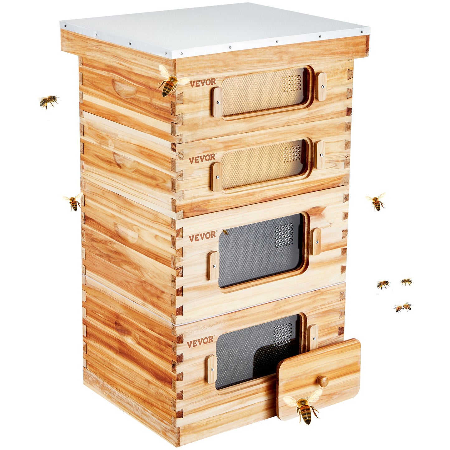 VEVOR Bee Hive 40 Frame Bee Hives Starter Kit, Beeswax Coated Cedar Wood, 2 Deep