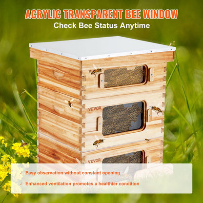 30-Frame Cedar Beehive Kit with Acrylic Windows & Foundations, 25 kg