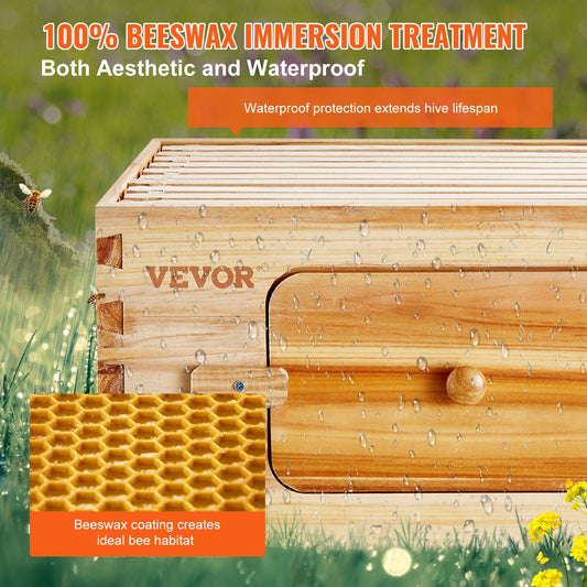 Natural Cedar Langstroth Beehive Kit with 10 Frames & Acrylic Windows