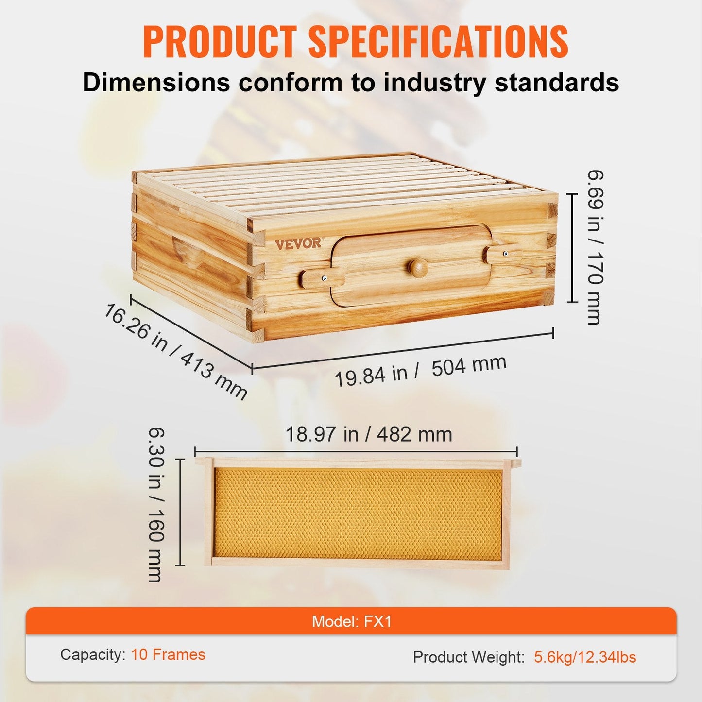 Natural Cedar Langstroth Beehive Kit with 10 Frames & Acrylic Windows