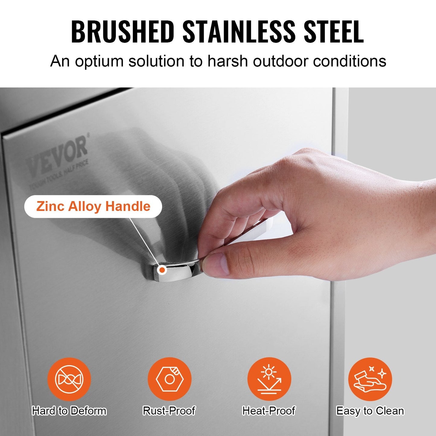 Stainless Steel Slide-Out Trash Drawer with Bag Ring for BBQ Island, 50x67cm