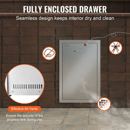 VEVOR Outdoor Kitchen Propane Tank Drawer 16Wx22Hx16D Inch Stainless Steel Pull
