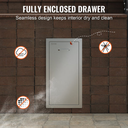 Stainless Steel Outdoor Pull-Out Trash Bin Drawer with Smooth Sliding Rails