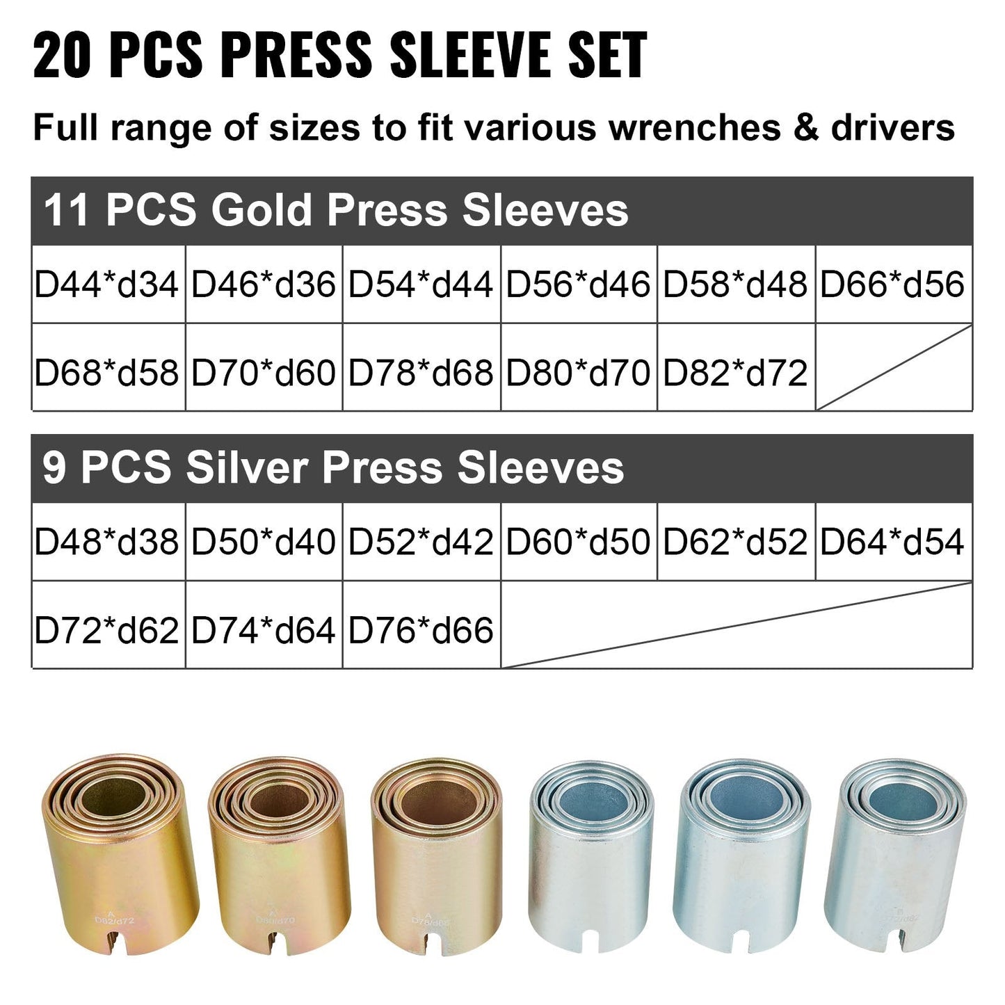 26-Piece Steel Sleeve Kit for Bearing and Bush Removal, 0.56m Storage Case