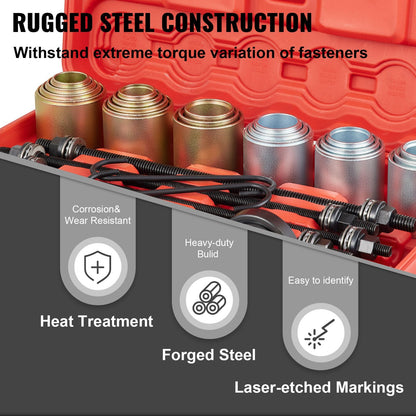 26-Piece Steel Sleeve Kit for Bearing and Bush Removal, 0.56m Storage Case