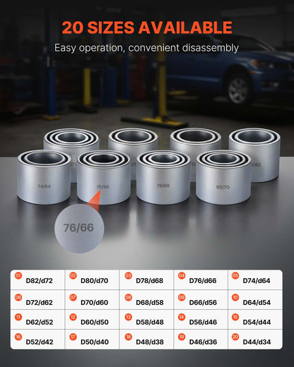 Pull and Press Sleeve Kit, 28 PCS, Steel Bush Removal Insertion Sleeve Tools with Carrying Case, Compatible with LCV and HGV Engines, for Removing and Installing Bushings, Bearings, and Seals