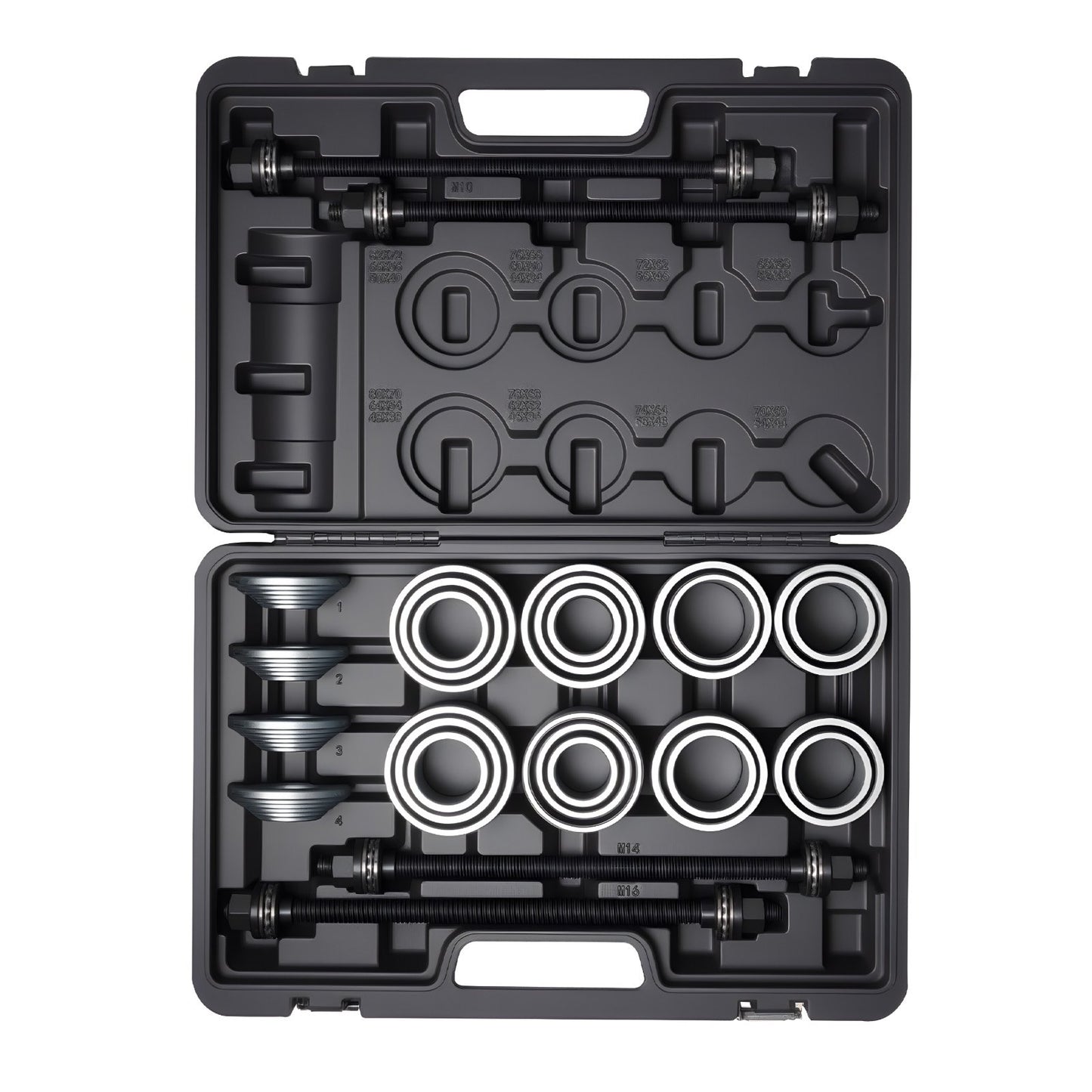 Pull and Press Sleeve Kit, 28 PCS, Steel Bush Removal Insertion Sleeve Tools with Carrying Case, Compatible with LCV and HGV Engines, for Removing and Installing Bushings, Bearings, and Seals