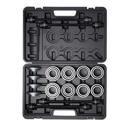 Pull and Press Sleeve Kit, 28 PCS, Steel Bush Removal Insertion Sleeve Tools with Carrying Case, Compatible with LCV and HGV Engines, for Removing and Installing Bushings, Bearings, and Seals