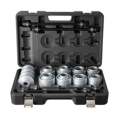 Pull and Press Sleeve Kit, 28 PCS, Steel Bush Removal Insertion Sleeve Tools with Carrying Case, Compatible with LCV and HGV Engines, for Removing and Installing Bushings, Bearings, and Seals