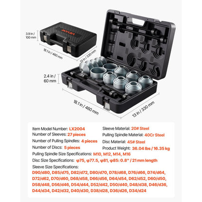 Pull and Press Sleeve Kit Bush Bearing Removal Insertion Tool Set 36 PCS