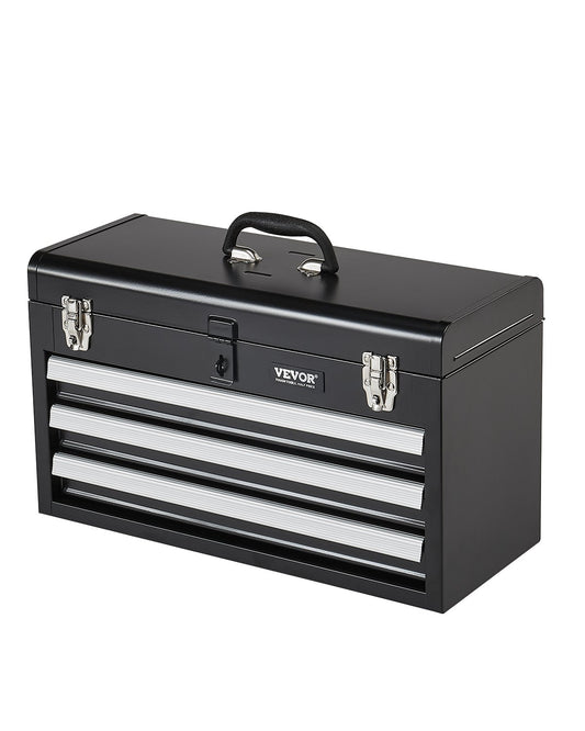VEVOR Tool Box 520 mm Portable Metal Tool Box with 3 Drawers Tool Organizer