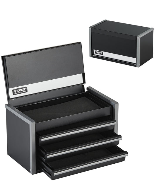 VEVOR Tool Box 218.4 mm Portable Metal Tool Box with 3 Drawers Tool Organizer