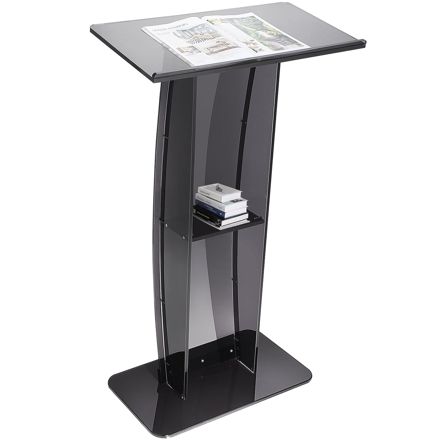 VEVOR Acrylic Podium, 47" Tall, Acrylic Podium Stand with Wide Reading Surface &
