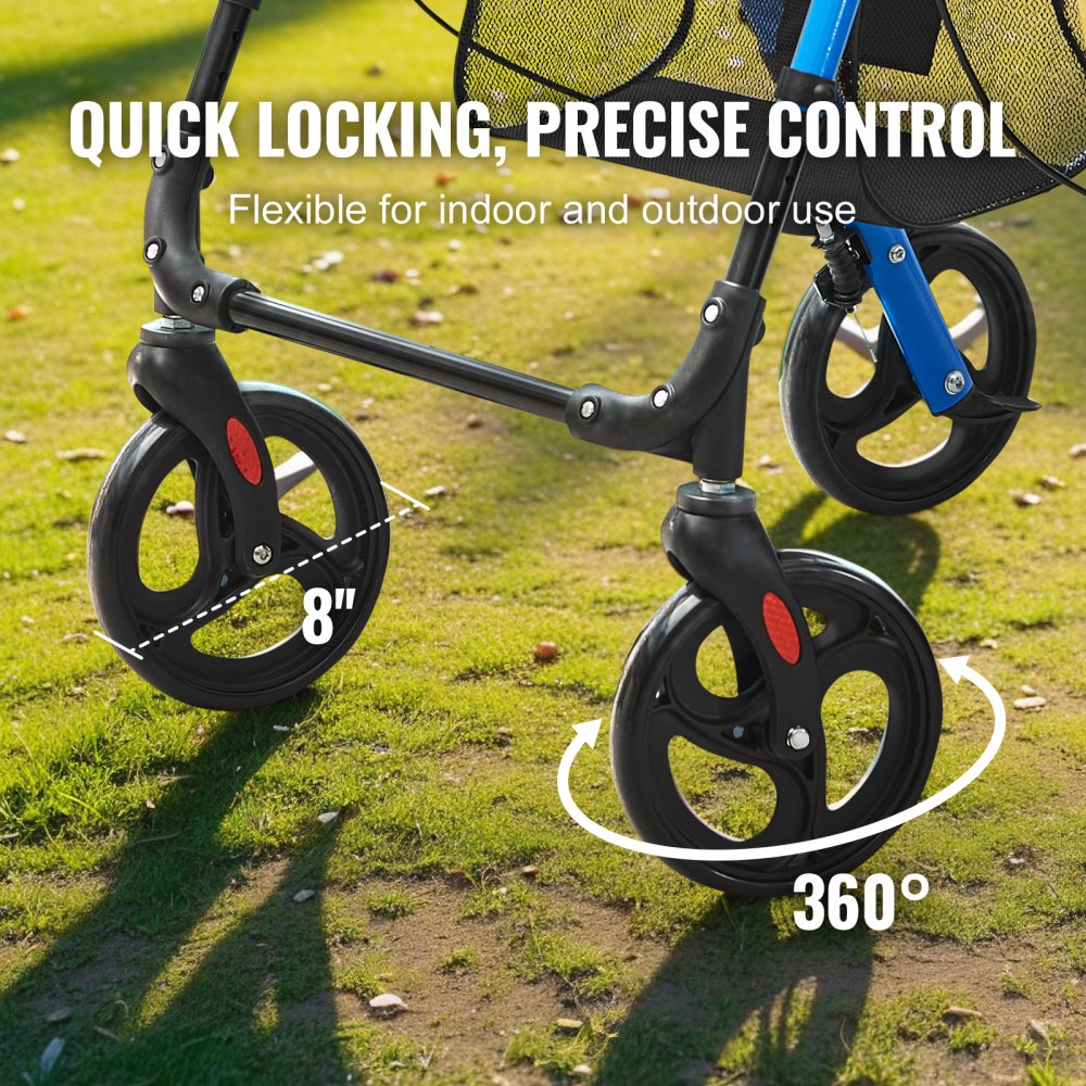 Rollator Walker for Seniors and Adult, Lightweight Aluminum Foldable Rolling Walker with Adjustable Seat and Handle, Out