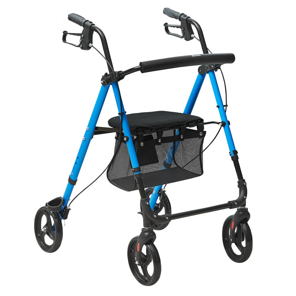 Rollator Walker for Seniors and Adult, Lightweight Aluminum Foldable Rolling Walker with Adjustable Seat and Handle, Out