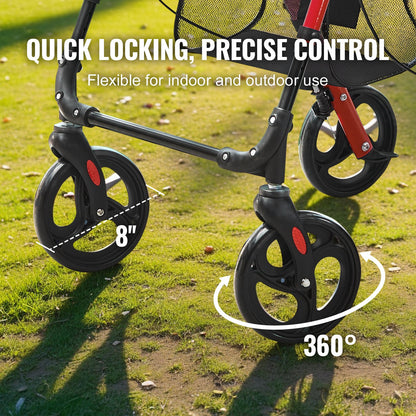 VEVOR Rollator Walker for Seniors and Adult, Lightweight Aluminum Foldable Rolling