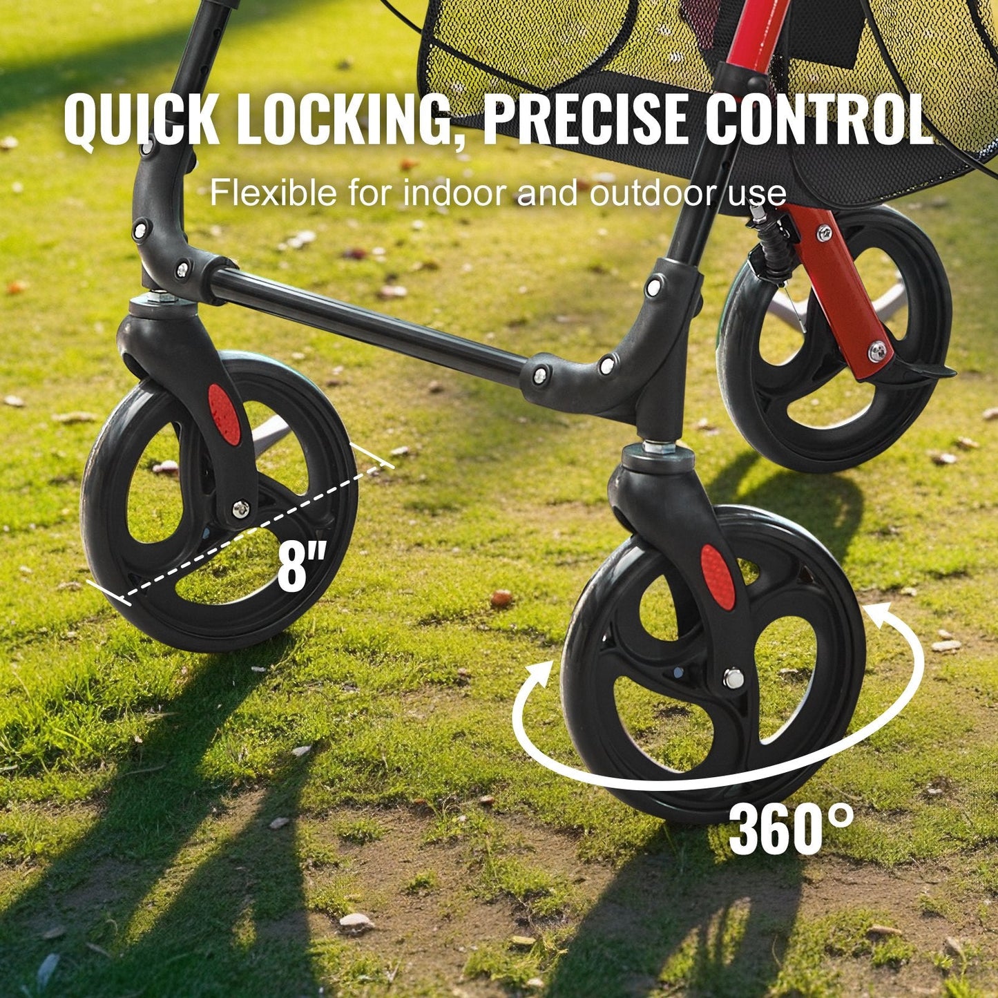Lightweight Aluminum Rollator Walker with Adjustable Seat & 8" Wheels, 136 kg Capacity