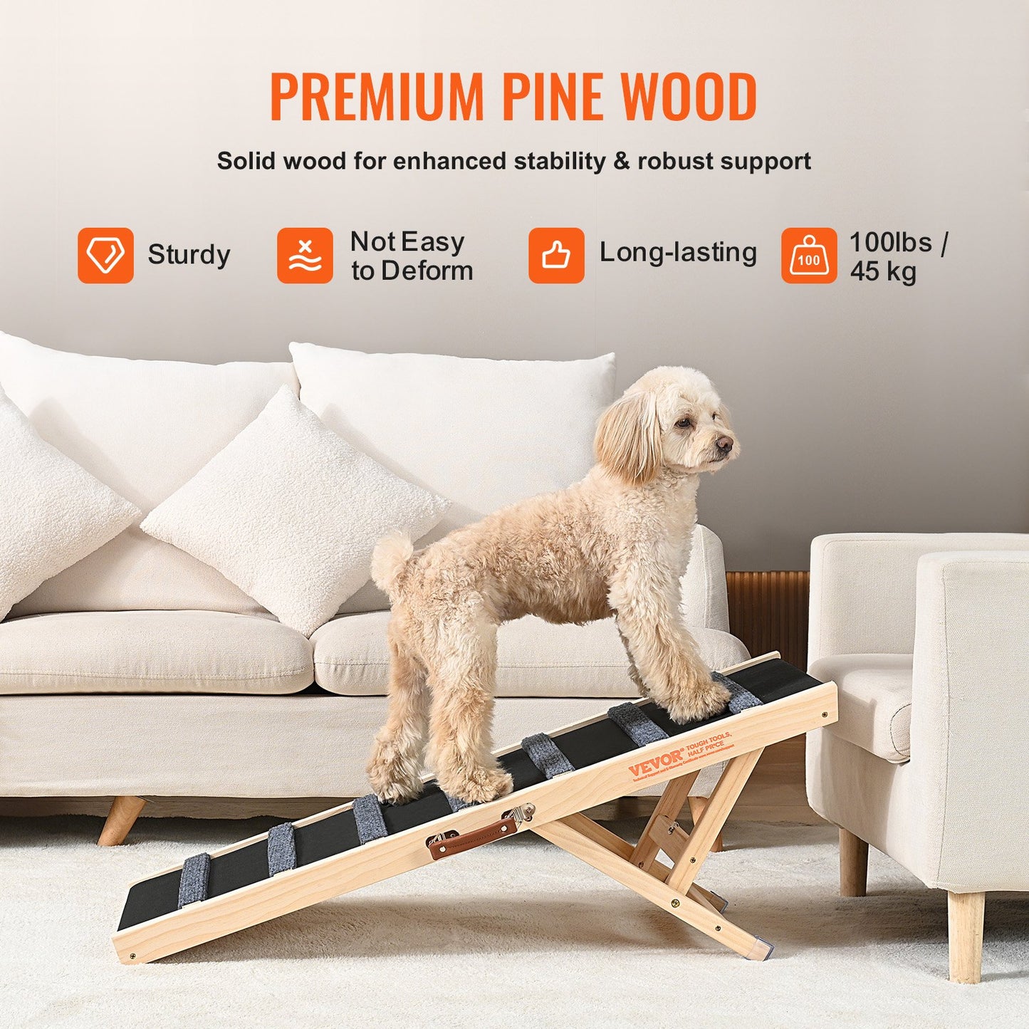 VEVOR Dog Ramp, Folding Pet Ramp for Bed, Adjustable Dog Ramp for Small, Large,