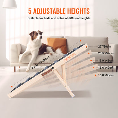 VEVOR Dog Ramp, Folding Pet Ramp for Bed, Adjustable Dog Ramp for Small, Large,