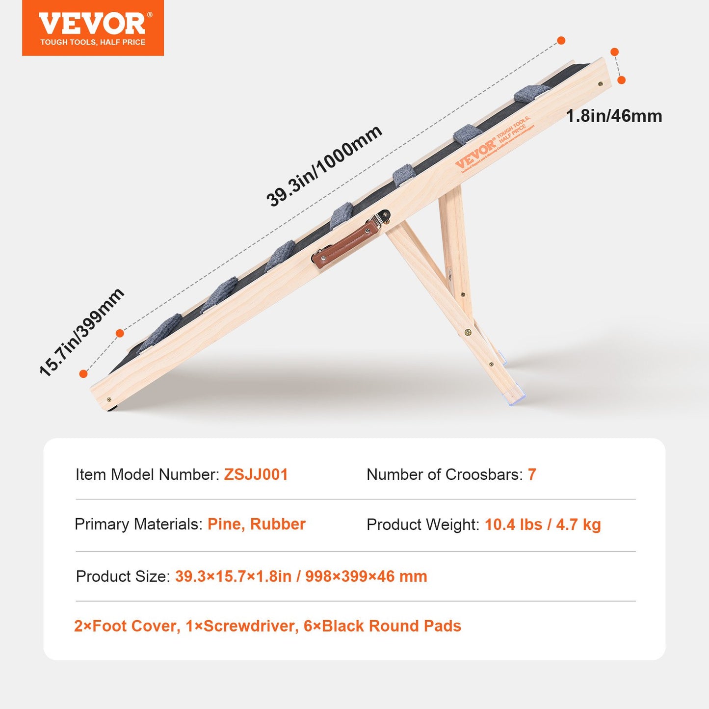 VEVOR Dog Ramp, Folding Pet Ramp for Bed, Adjustable Dog Ramp for Small, Large,
