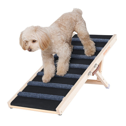Foldable Wooden Pet Ramp, Adjustable Height 38-56cm, for Dogs & Cats, 1m Long