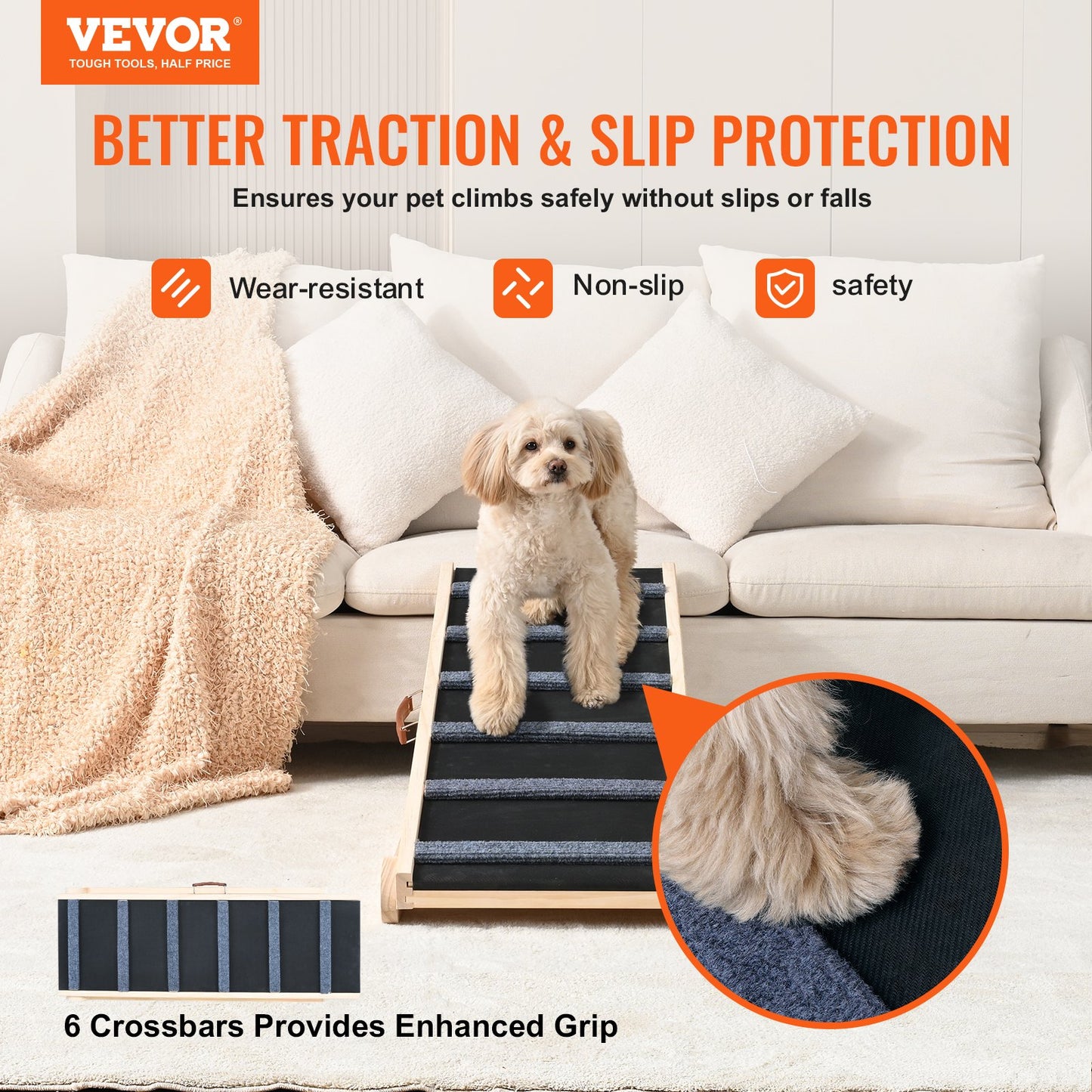 VEVOR Dog Ramp, Folding Pet Ramp for Bed, Adjustable Dog Ramp for Small, Large,