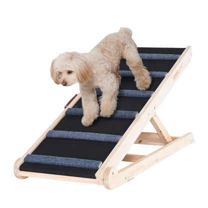 Folding Wooden Pet Ramp, Adjustable Height, for Beds, Cars, and Sofas