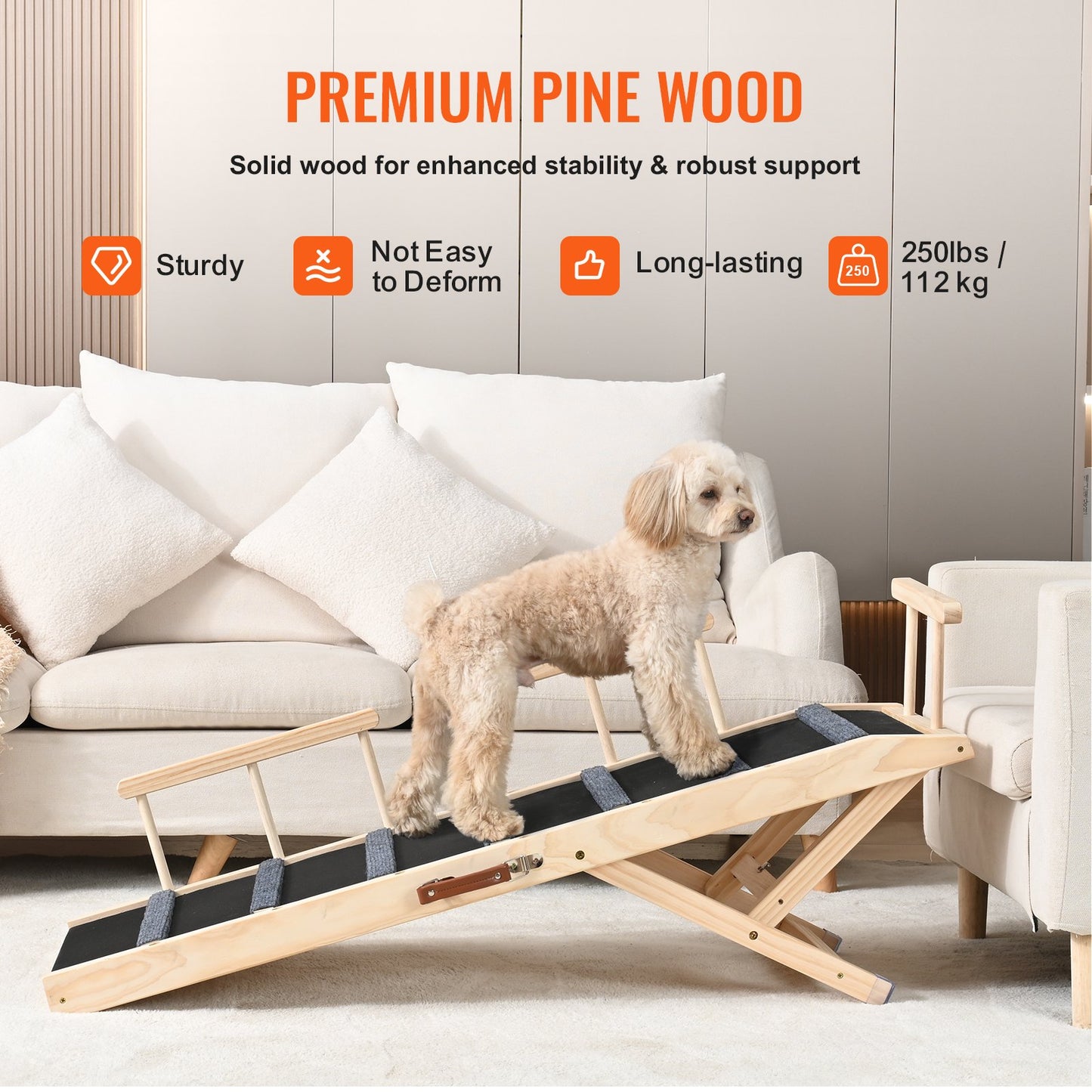 VEVOR Dog Ramp, Folding Pet Ramp for Bed, Adjustable Dog Ramp for Small, Large,