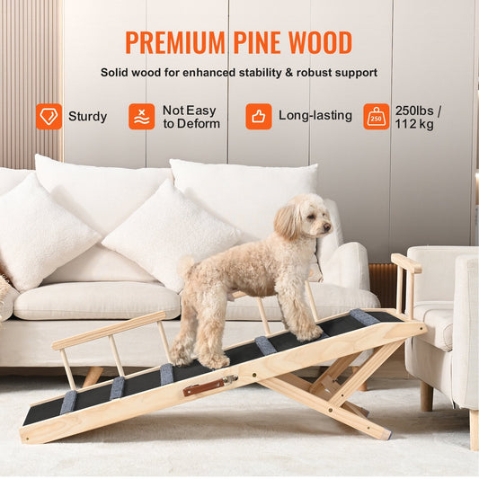 Adjustable Folding Pet Ramp for Beds & Sofas, 1.2m Long, 6-Level Height