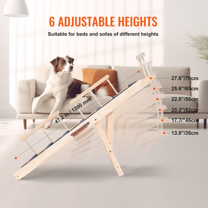 VEVOR Dog Ramp, Folding Pet Ramp for Bed, Adjustable Dog Ramp for Small, Large,