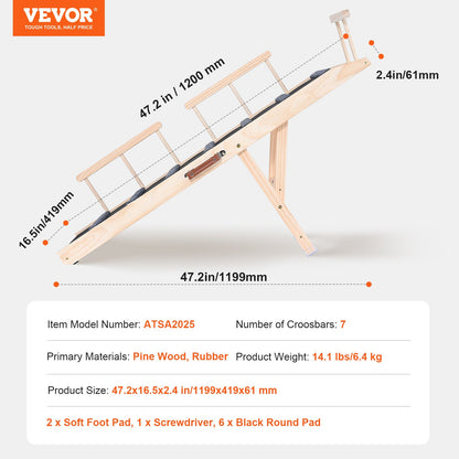 VEVOR Dog Ramp, Folding Pet Ramp for Bed, Adjustable Dog Ramp for Small, Large,