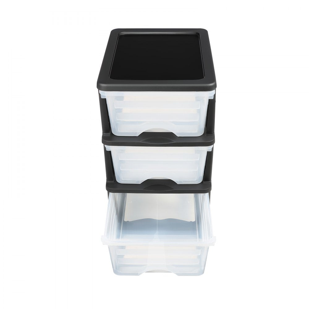 Plastic Storage Drawers Cart 3 Drawers Rolling Storage Organizer w/ Wheels