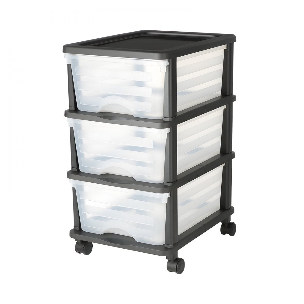 Plastic Storage Drawers Cart 3 Drawers Rolling Storage Organizer w/ Wheels