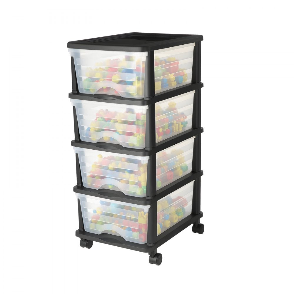 Plastic Storage Drawers Cart 4 Drawers Rolling Storage Organizer w/ Wheels