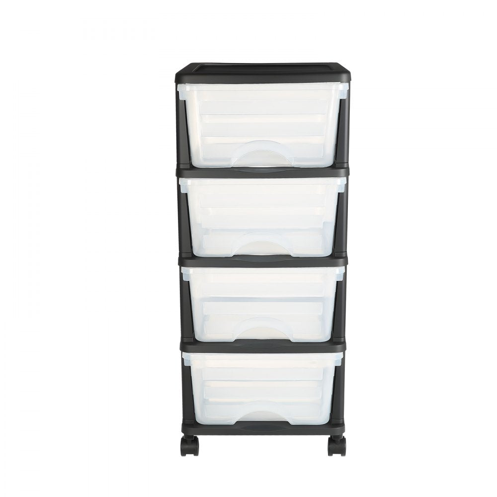Plastic Storage Drawers Cart 4 Drawers Rolling Storage Organizer w/ Wheels