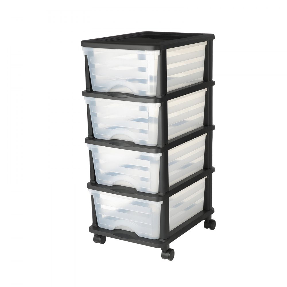 Plastic Storage Drawers Cart 4 Drawers Rolling Storage Organizer w/ Wheels