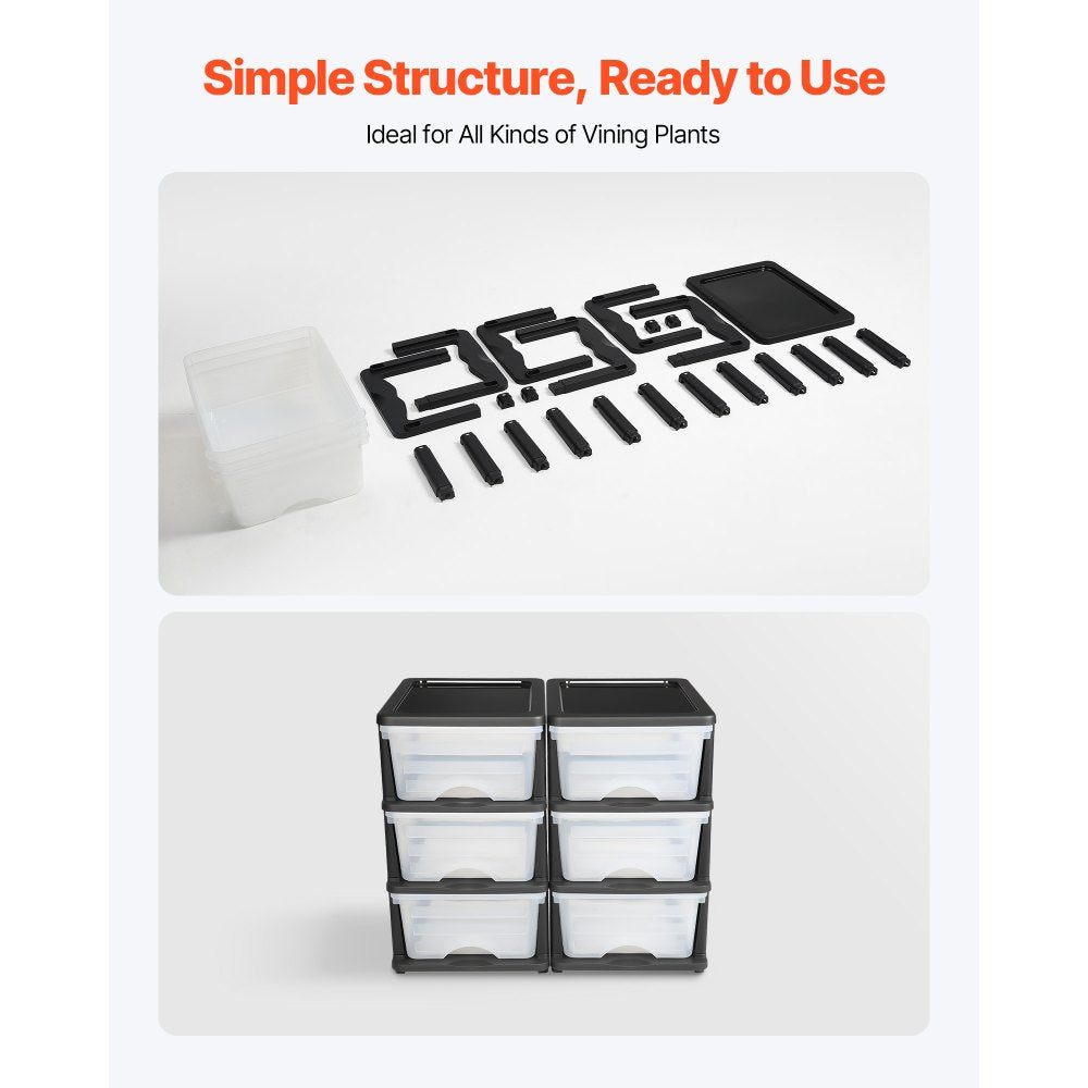 2 Pack Plastic Storage Drawers Storage Dresser Organizer Bins 6 Drawers